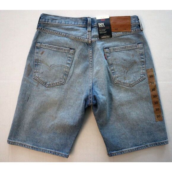 Levi's 501 Men's Sz 30 Medium Indigo Blue Hemmed 9" Button-Fly Denim Shorts - Picture 2 of 7